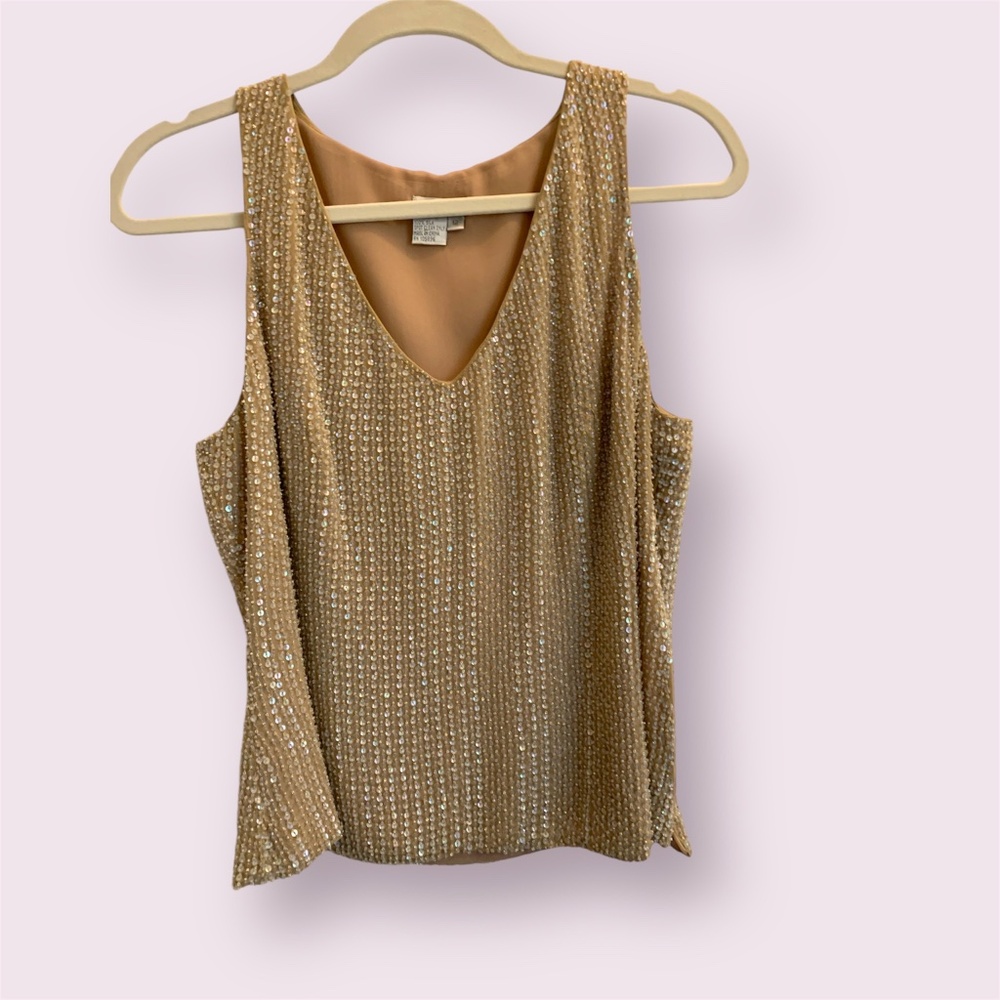 100 % silk sequin top